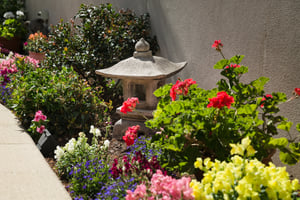 Flowers and statue at Renaissnace