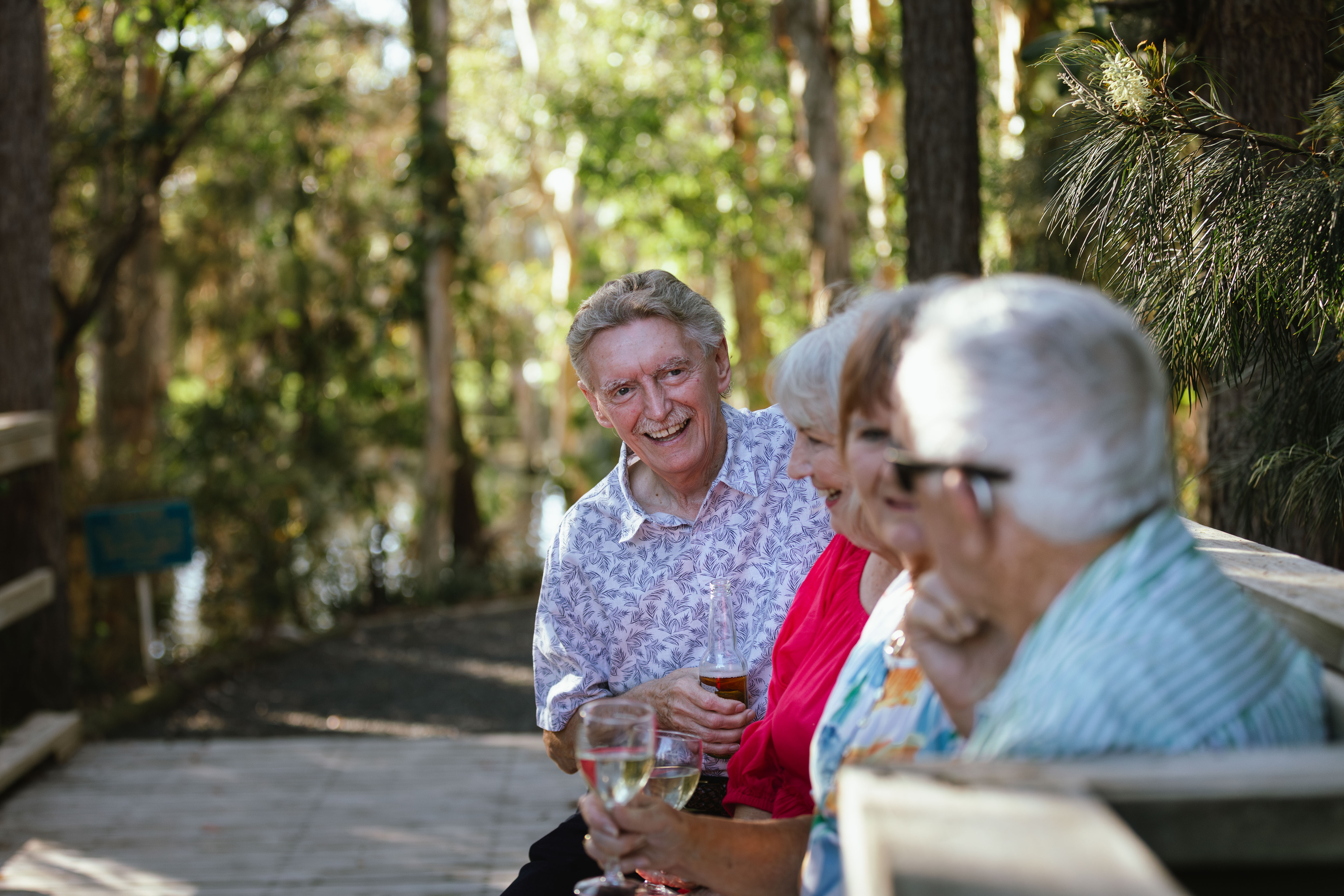 Renaissance residents enjoying a glass of wine outdoors